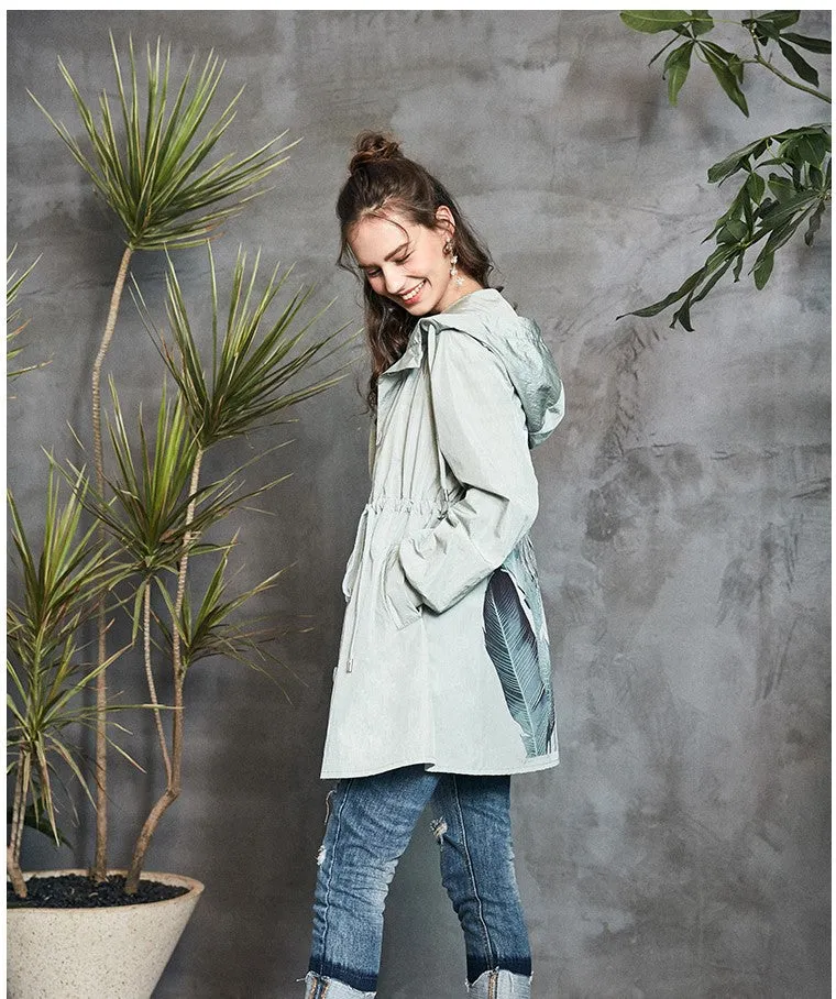 ARTKA HOODED TRENCH COAT WITH BACK PRINT